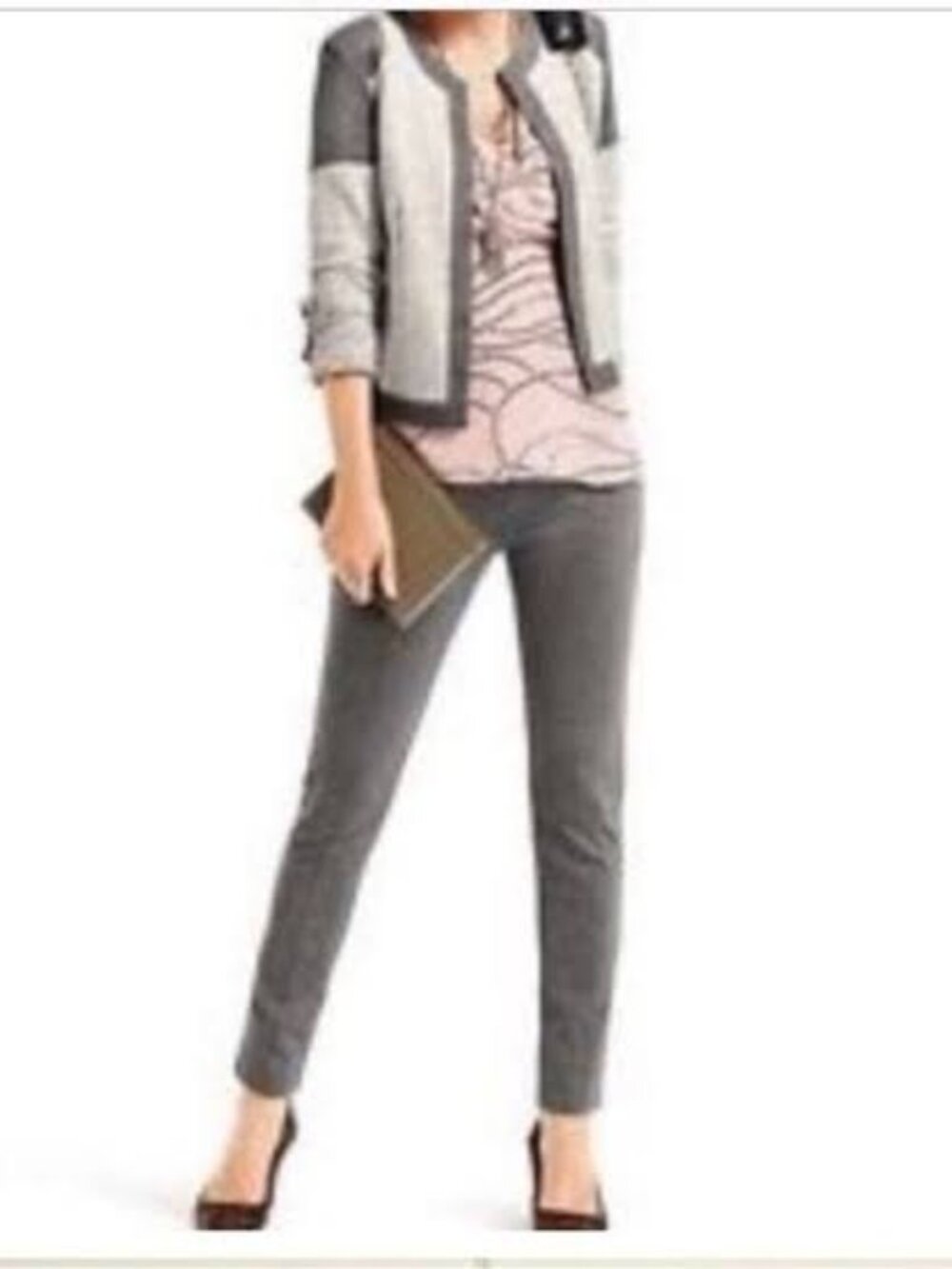 CAbi Newport Gray Ponte Knit Slim Leg Stretch Pants - Size 4